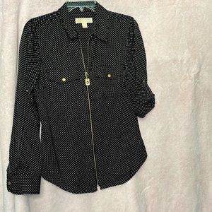 Shirt, zipper pockets long sleeves fold up & button